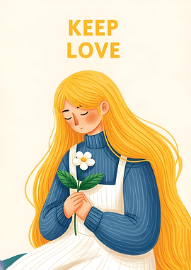 Keep Love: Girl with Flower