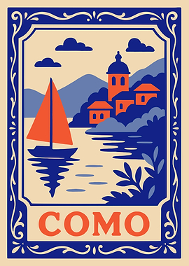 Como Travel Poster Illustration