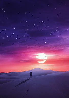 Desert Wanderer at Sunset