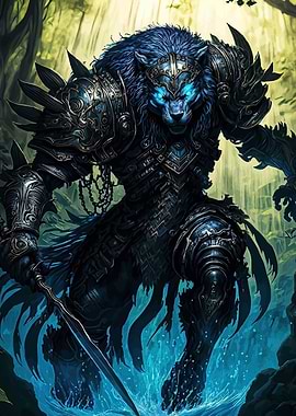 Armored Lion Warrior in Forest