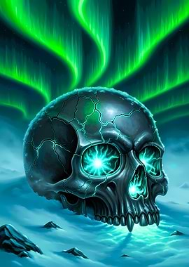 Skull with Aurora Borealis