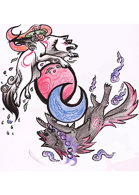 Okami Inspired Yin Yang Wolves