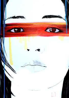 Abstract Portrait with Red Eye Band