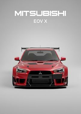 Red Mitsubishi EOV X Car poster