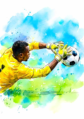 Soccer Goalie Watercolor Art