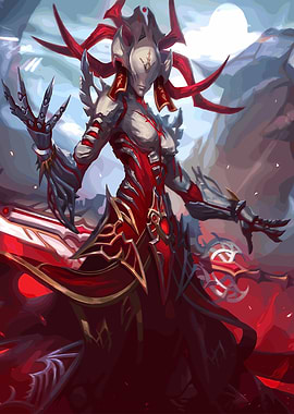 Red and White Fantasy Warrior
