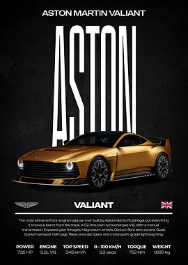 Aston Martin Valiant Car Poster