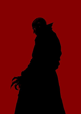 Vampire Silhouette on Red Background