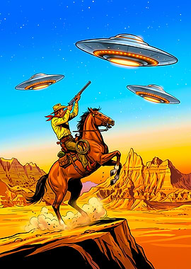 Cowboy vs. UFOs in the Desert