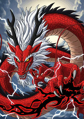 Red Dragon with Lightning