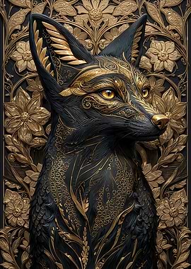 Gilded Guardian Fox Art Deco