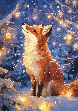 Fox in Winter Wonderland Painting