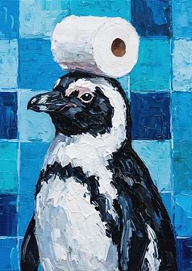 Penguin with Toilet Paper Hat