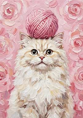 Cat with Yarn Ball Hat