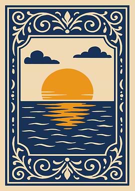 Sunset over the Ocean Illustration