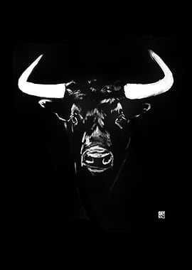 Monochrome Bull Portrait