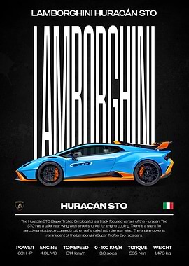 Lamborghini Huracán STO Car Poster