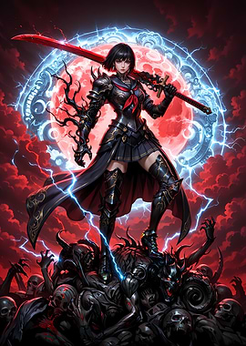 Blood Moon Sigil Anime Girl