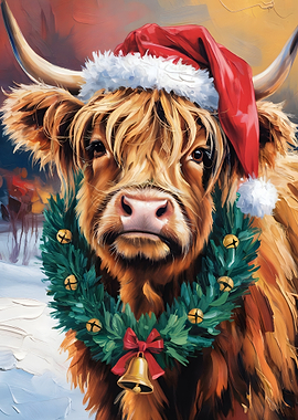 Christmas Cow Portrait