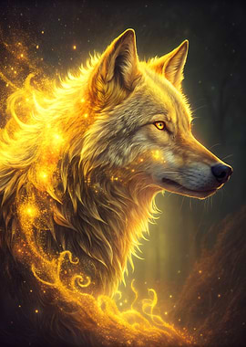 Golden Wolf Portrait
