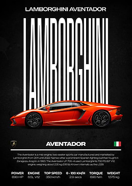 Lamborghini Aventador Car Poster