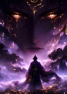 Mystical Encounter: Figure and Giant Face