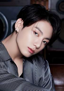 Jungkook Portrait in Striped Shirt