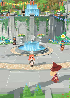 Chibi Characters in Garden Setting