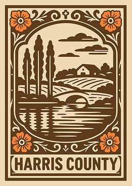 Harris County Landscape Illustration