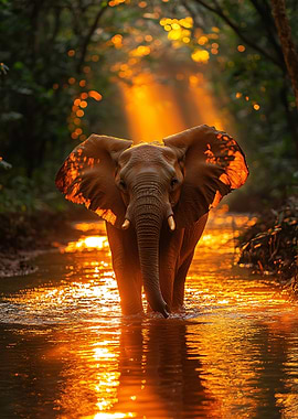 Elephant in Golden Light