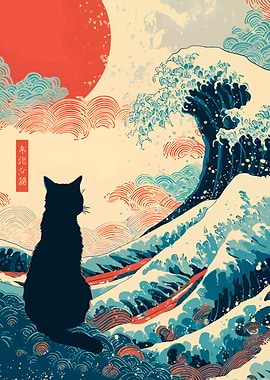 Cat and the Great Wave