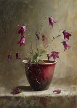 Bellflowers in a Red Pot Painting