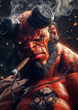 Hellboy with Cigar