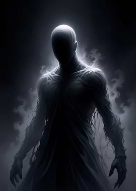 Faceless Figure in Dark Mist