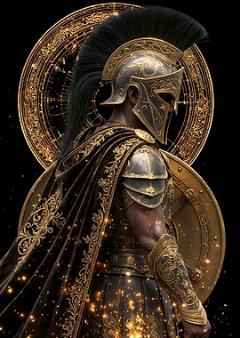 Spartan Warrior with Golden Accents