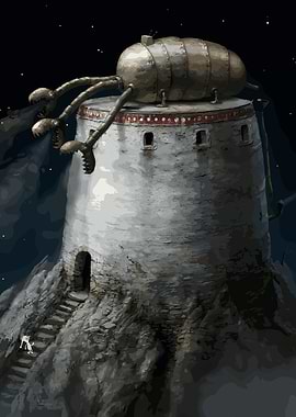 Tower with Mechanical Insect on Top