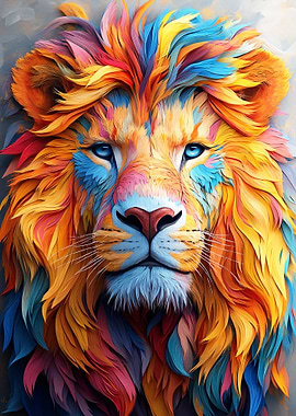Colorful Lion Portrait
