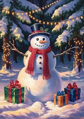 Festive Snowman with Gifts