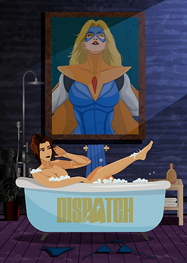Superheroine Blonde Blazer Bath Time