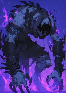 Dark Monster with Purple Flames