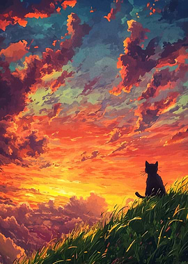 Cat Silhouette at Sunset