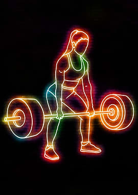 Neon Woman Deadlifting