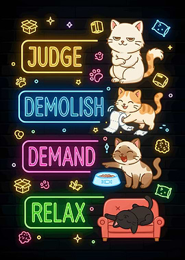 Cat Moods Neon Sign