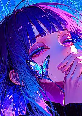 Anime Girl with Butterfly