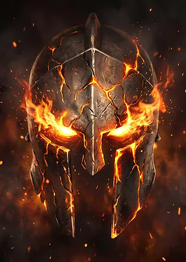 Fiery Spartan Helmet