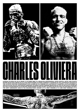 Charles Oliveira Black and White Poster