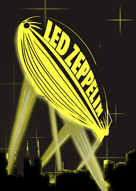 Led Zeppelin Airship Over Cityscape