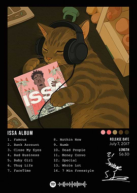 Cat Listening to 21 Savage Album