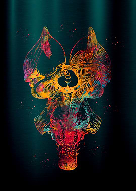 Colorful Brainstem Watercolor Anatomy Art