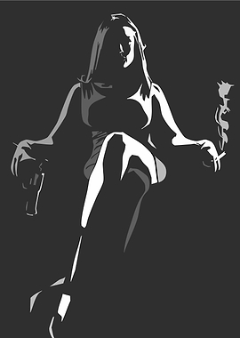 Noir Woman with Gun and Cigarette